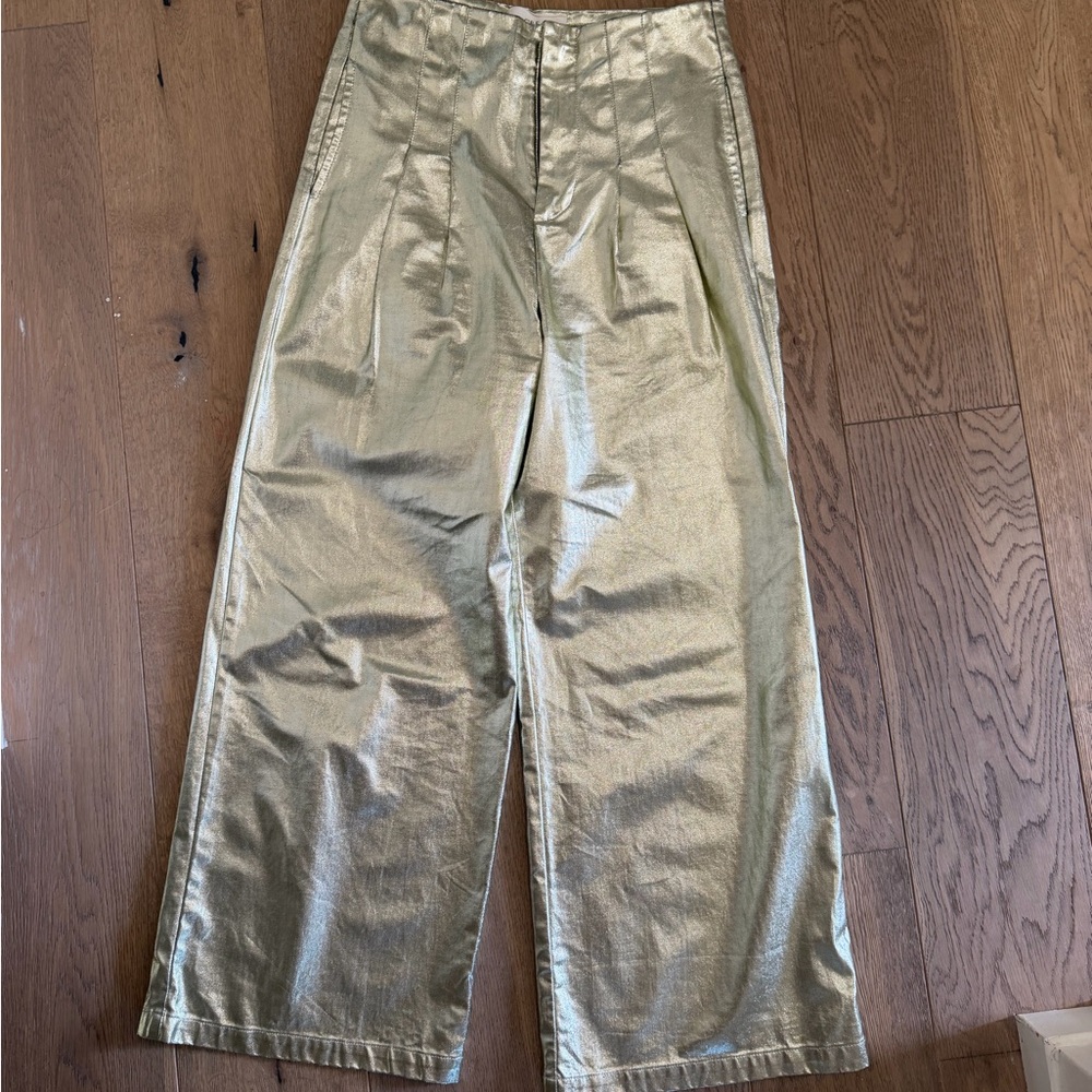 THE GREAT. Metallic Gold Wide-Leg Men’s Chinos